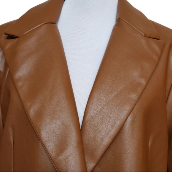 🆕️⬇️🎉HOST PICK🎉 Rebecca Minkoff Cognac Lambskin Leather Blazer - Picture 3 of 14